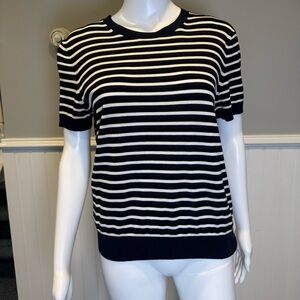 Theory Navy and White Striped Top